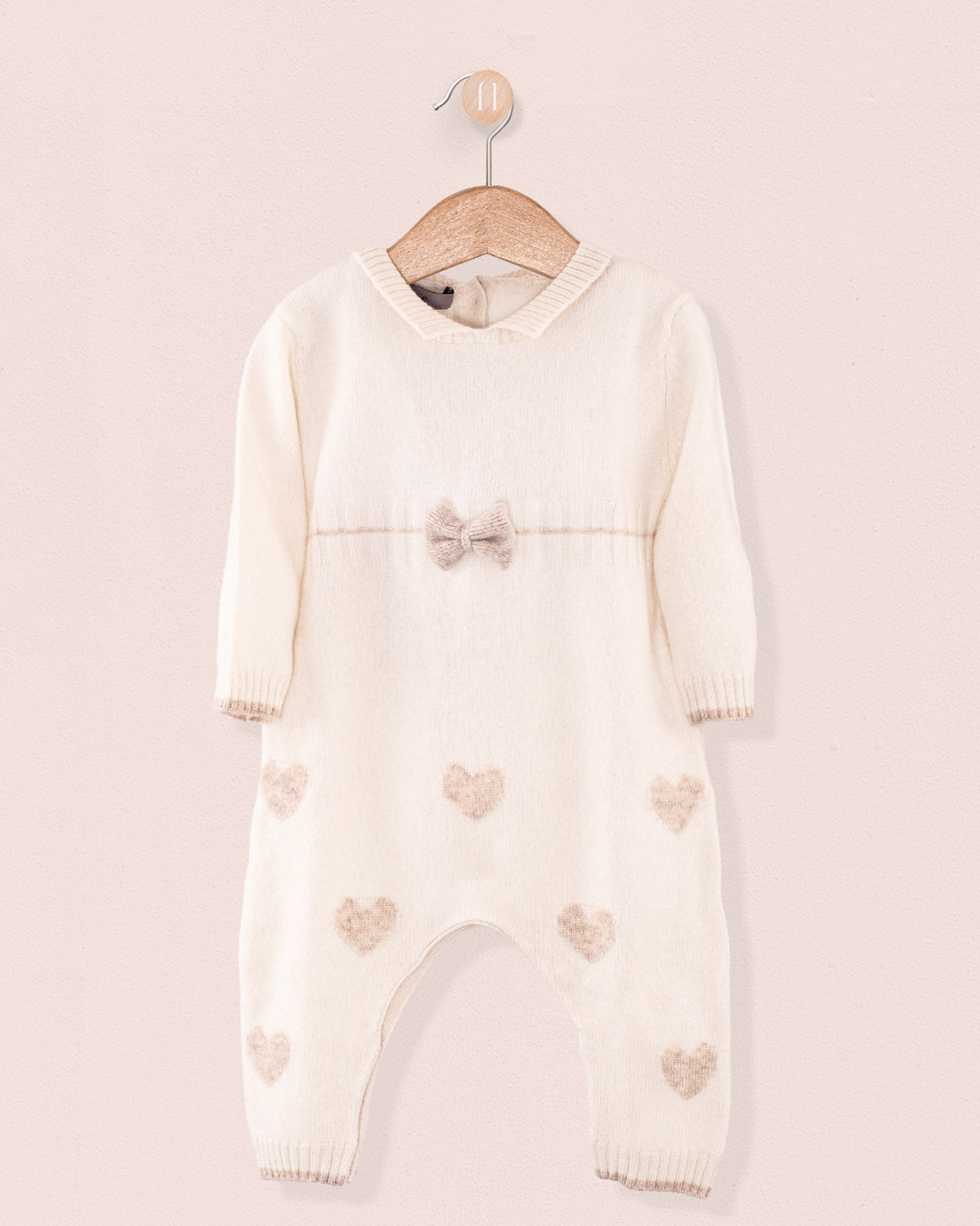 Valentine Cream Hearts Cashmere Romper